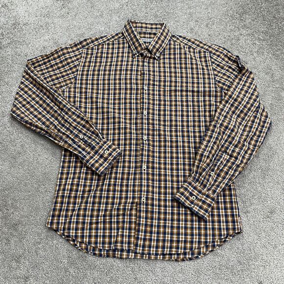 Brooklyn Tailors Button Down Shirt Mens Medium Multi Plaid Long Sleeve Cotton - Picture 1 of 14